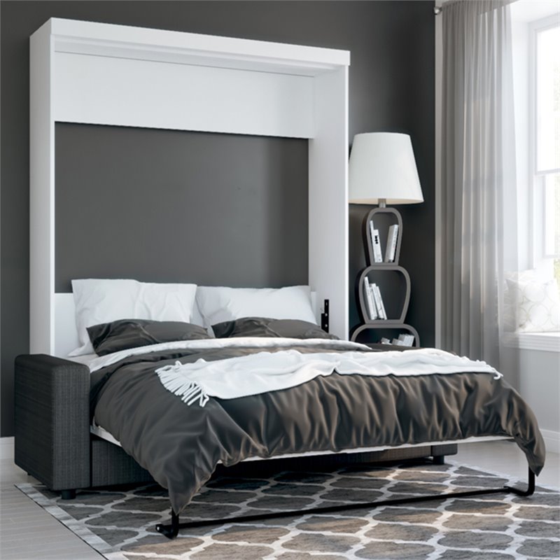 Atlin Designs 2 Piece Queen Wall Bed Set in White and Gray