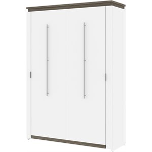 Atlin Designs 59&quot Modern Wood Full Murphy Bed in White/Walnut Gray
