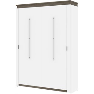 Atlin Designs 65&quot Modern Wood Queen Murphy Bed in White/Walnut Gray