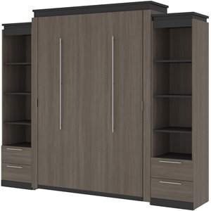 Atlin Designs 104&quot Modern Wood Queen Murphy Bed and 2 Bookcases in Bark Gray