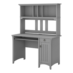 Atlin Designs Contemporary Engineered Wood Small Computer Desk w/ Hutch in Gray