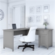 Atlin Designs L Shaped Desk with Storage in Cape Cod Gray