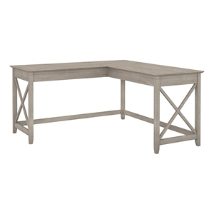 Atlin Designs 60&quot L-Shaped Engineered Wood Desk in Washed Gray