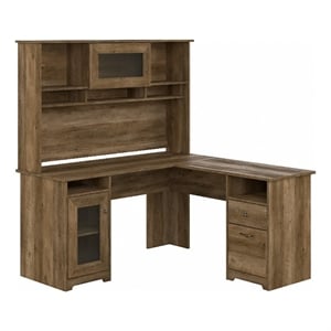 Atlin Designs 60&quot Traditional Engineered Wood Computer Desk with Hutch in Brown