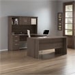 Atlin Designs Contemporary 4 PC Wood U-Shaped Desk with Hutch in Mahogany