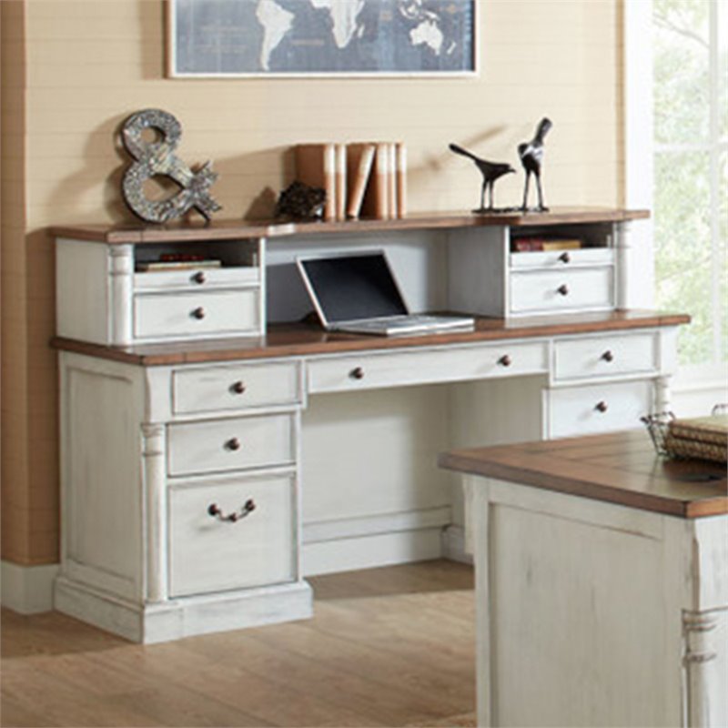 Atlin Designs Executive Wood Desk in Weathered White