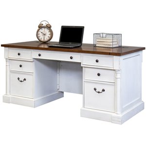 atlin designs executive wood desk in weathered white