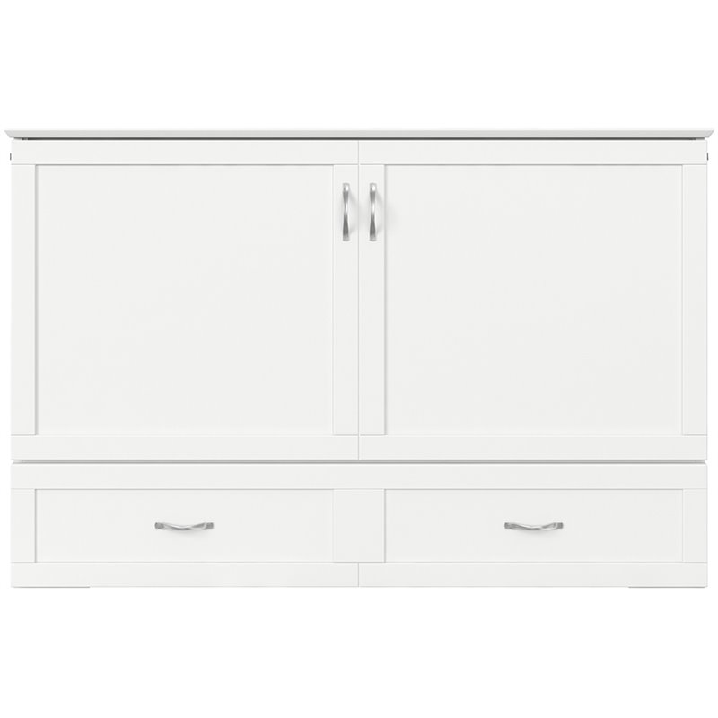 Atlin Designs Traditional Solid Wood Queen Murphy Bed Chest in White