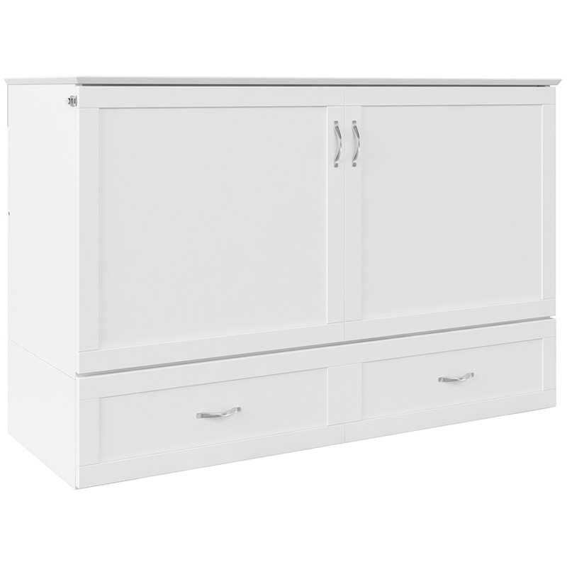 Atlin Designs Traditional Solid Wood Queen Murphy Bed Chest in White