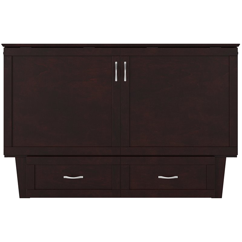 Atlin Designs Mid-Century Solid Wood Queen Murphy Bed Chest in Espresso