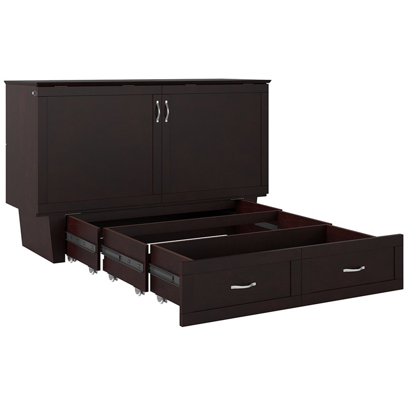 Atlin Designs Mid-Century Solid Wood Queen Murphy Bed Chest in Espresso
