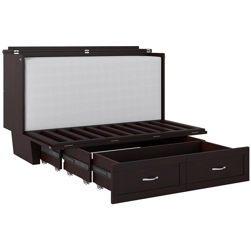 Atlin Designs Mid-Century Solid Wood Queen Murphy Bed Chest in Espresso