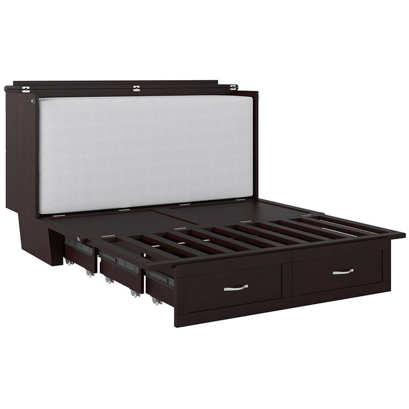 Atlin Designs Mid-Century Solid Wood Queen Murphy Bed Chest in Espresso