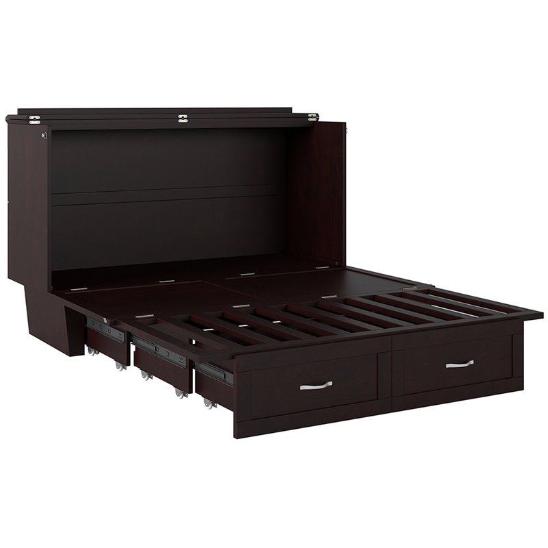 Atlin Designs Mid-Century Solid Wood Queen Murphy Bed Chest in Espresso
