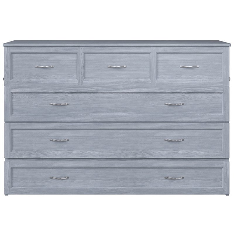 Atlin Designs Modern Solid Wood Murphy Bed Chest with Mattress in Driftwood
