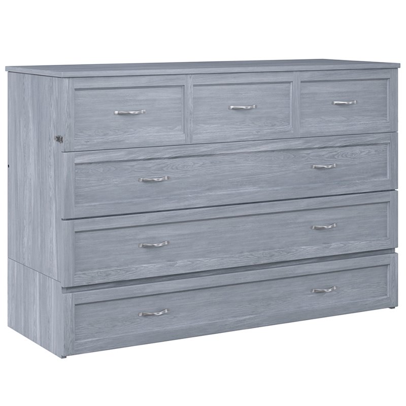 Atlin Designs Modern Solid Wood Murphy Bed Chest with Mattress in Driftwood