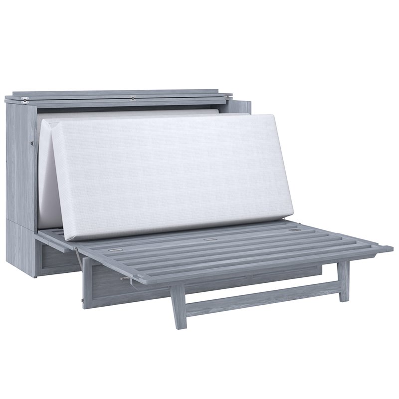 Atlin Designs Modern Solid Wood Murphy Bed Chest with Mattress in Driftwood