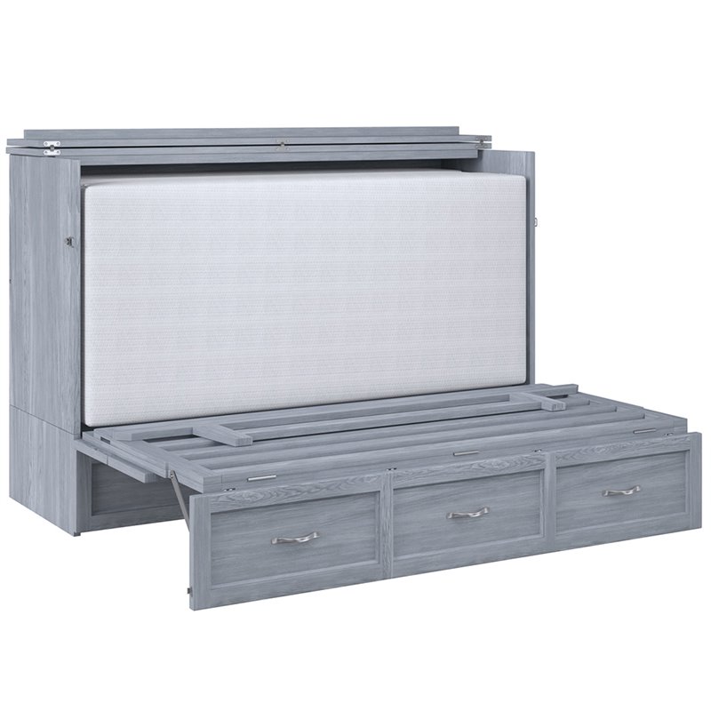 Atlin Designs Modern Solid Wood Murphy Bed Chest with Mattress in Driftwood