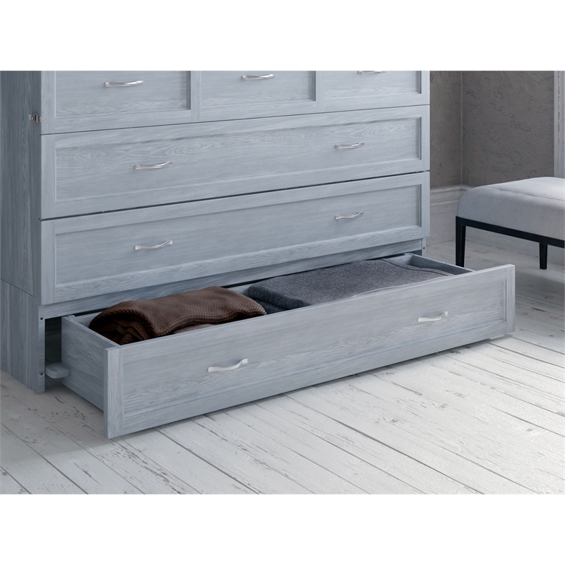 Atlin Designs Modern Solid Wood Murphy Bed Chest with Mattress in Driftwood
