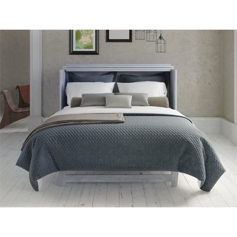 Atlin Designs Modern Solid Wood Murphy Bed Chest with Mattress in Driftwood