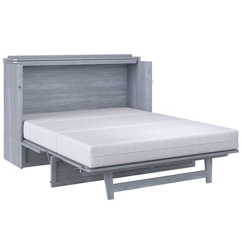 Atlin Designs Modern Solid Wood Murphy Bed Chest with Mattress in Driftwood