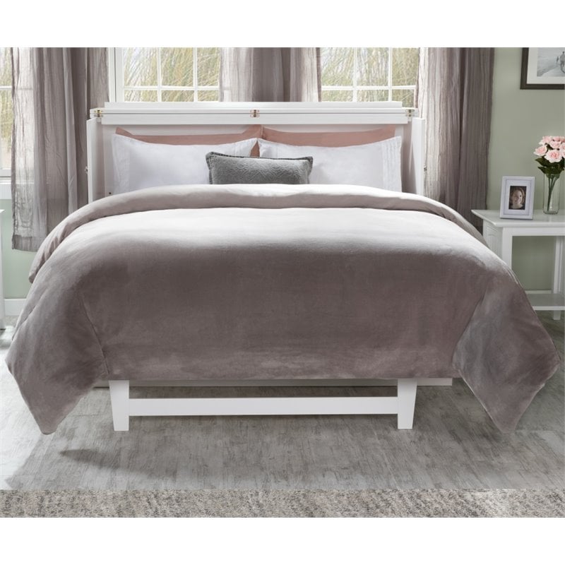 Atlin Designs Queen Traditional Wood Murphy Bed Chest Bed with Mattress in White