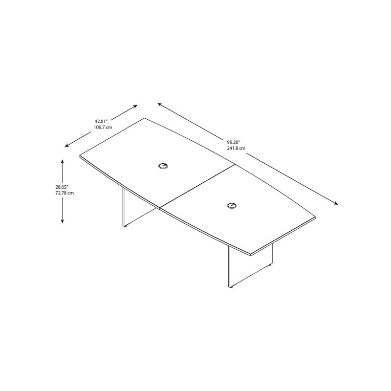 Atlin Design Boat Shaped Conference Table with Wood Base in Storm Gray