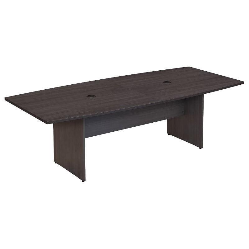 Atlin Design Boat Shaped Conference Table with Wood Base in Storm Gray