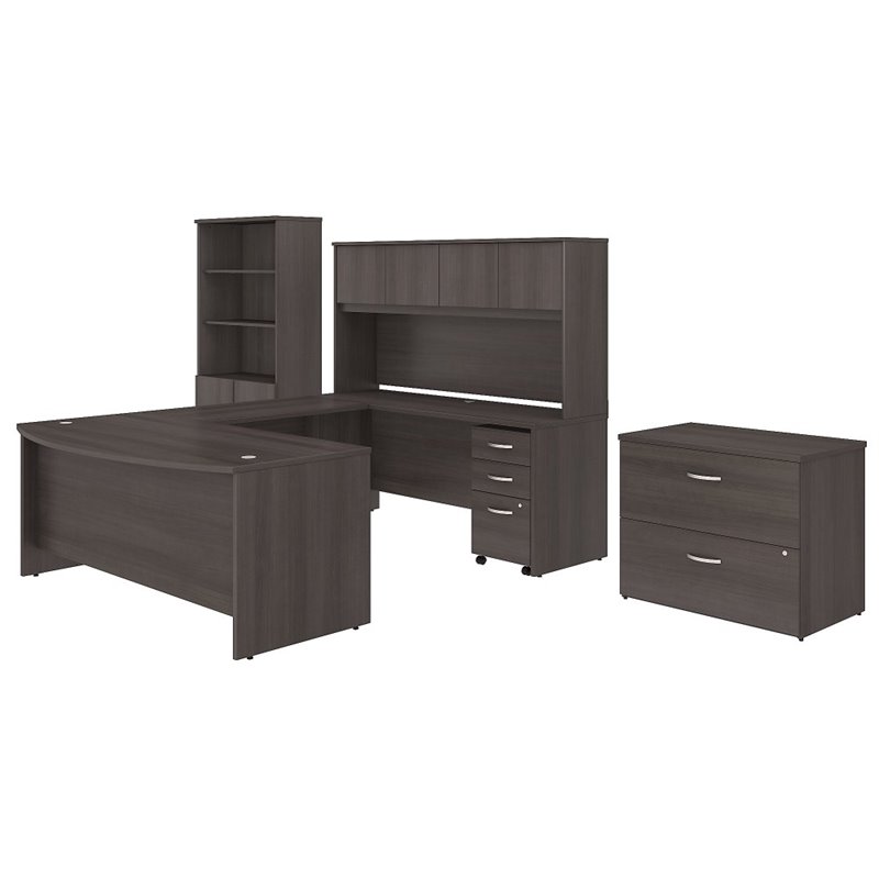 Atlin Design U Shape Desk 7 Piece Office Suite in Storm Gray