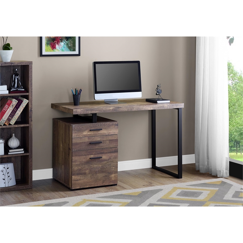 Atlin Designs 3 Drawer Writing Desk in Brown and Black