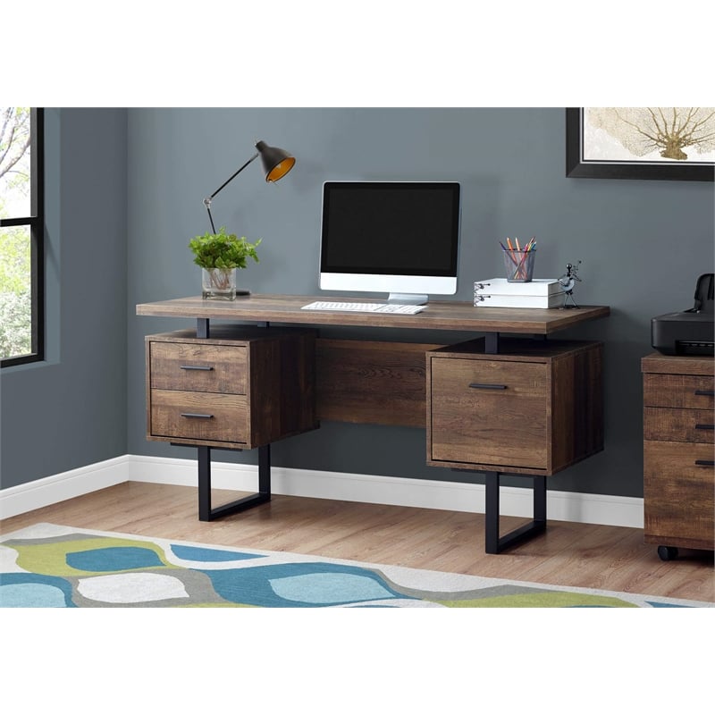 Atlin Designs 3 Drawer Writing Desk in Brown and Black