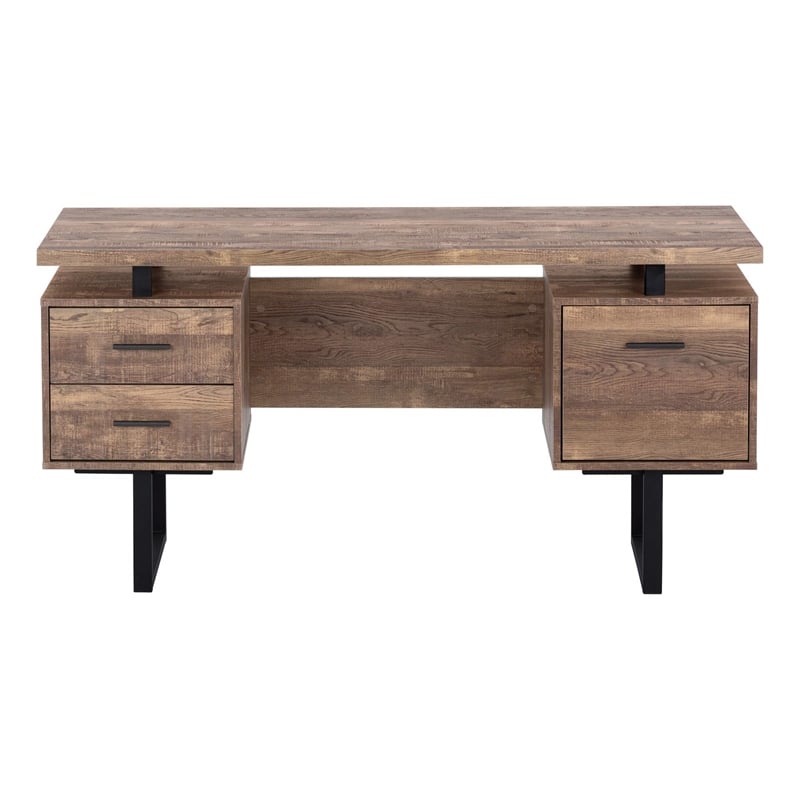 Atlin Designs 3 Drawer Writing Desk in Brown and Black
