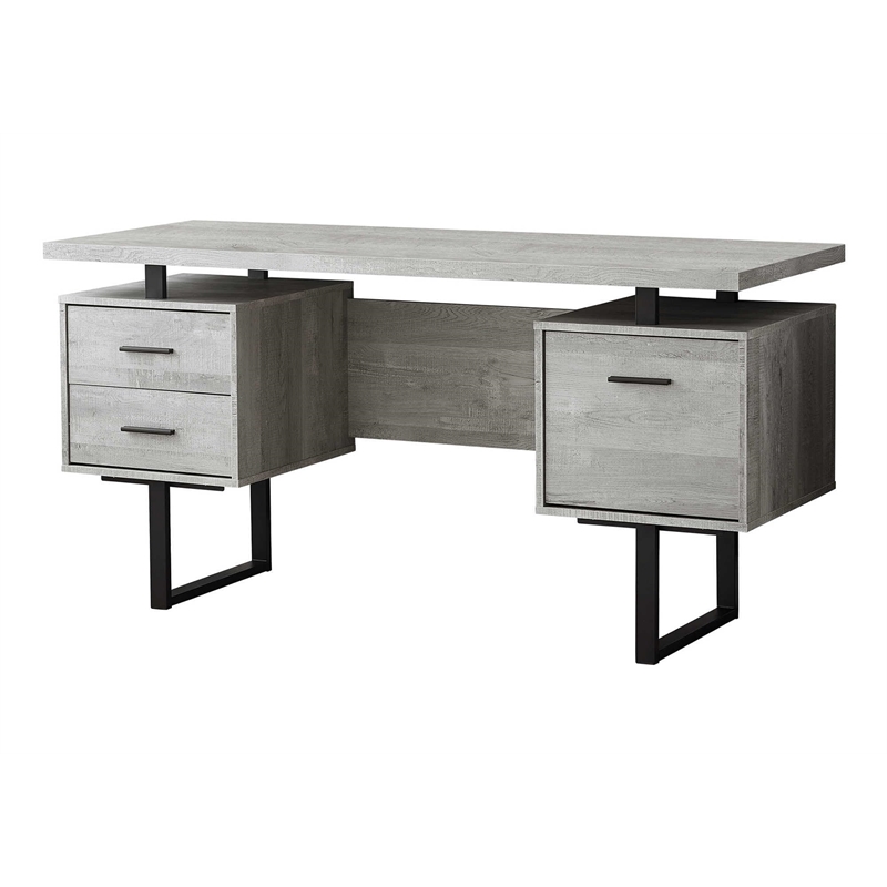 Atlin Designs 3 Drawer Writing Desk in Gray and Black