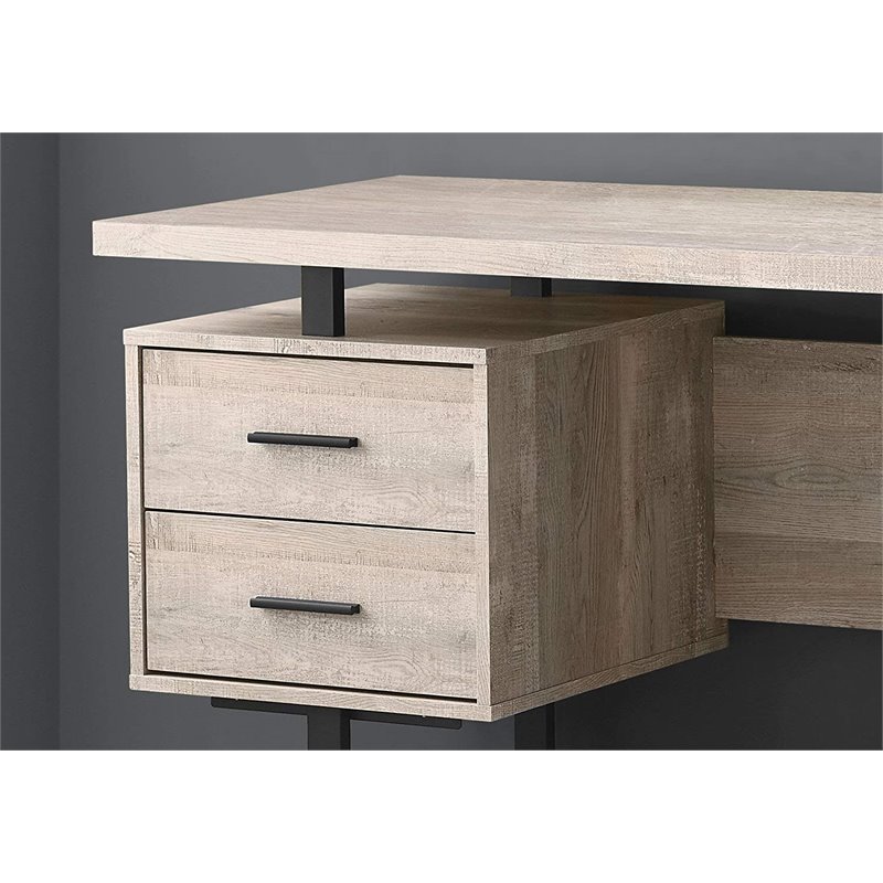 Atlin Designs 3 Drawer Writing Desk in Taupe and Black