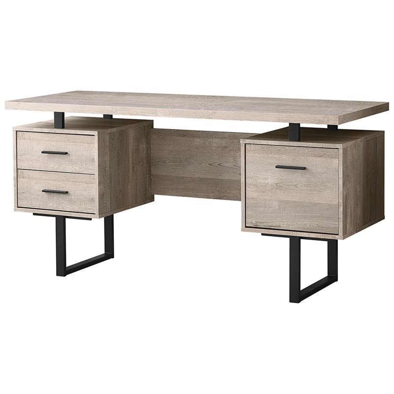 Atlin Designs 3 Drawer Writing Desk in Taupe and Black