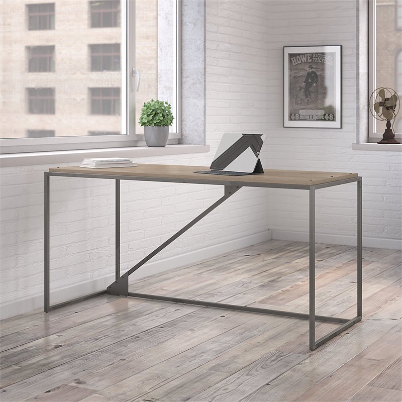 Atlin Designs Traditional 62W Industrial Desk in Rustic Gray