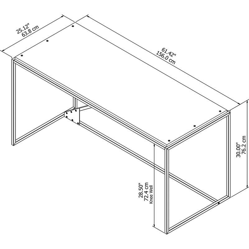 Atlin Designs Traditional 62W Industrial Desk in Rustic Gray