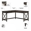 Atlin Designs L Shaped Farmhouse Wood Desk in Dark Gray Hickory