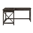 Atlin Designs L Shaped Farmhouse Wood Desk in Dark Gray Hickory