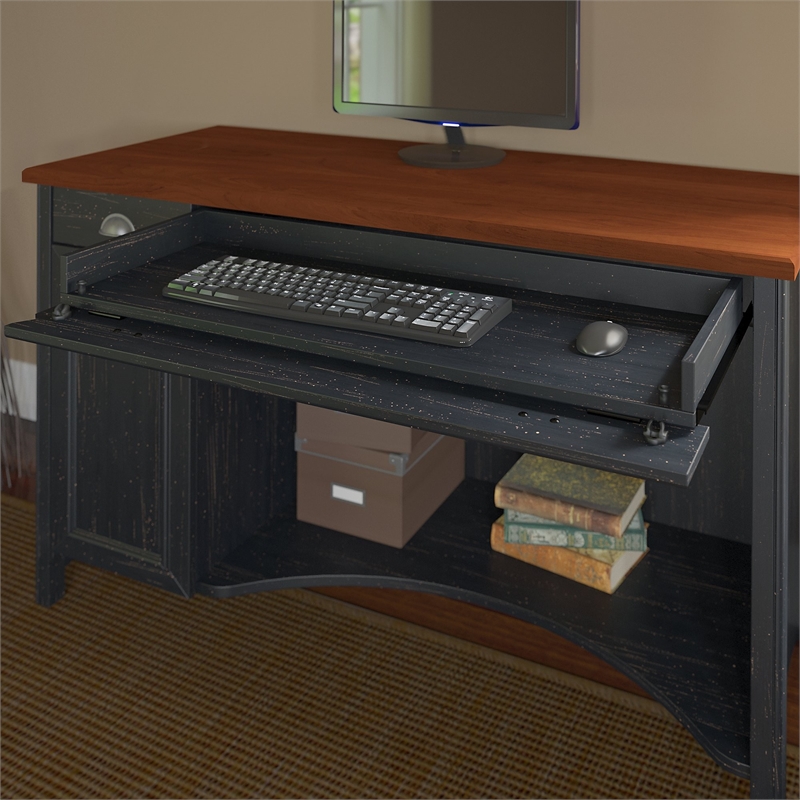 Atlin Designs Computer Desk with Drawers in Antique Black