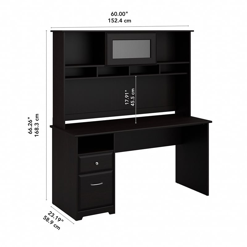 Atlin Designs 60W Computer Desk with Hutch in Espresso Oak