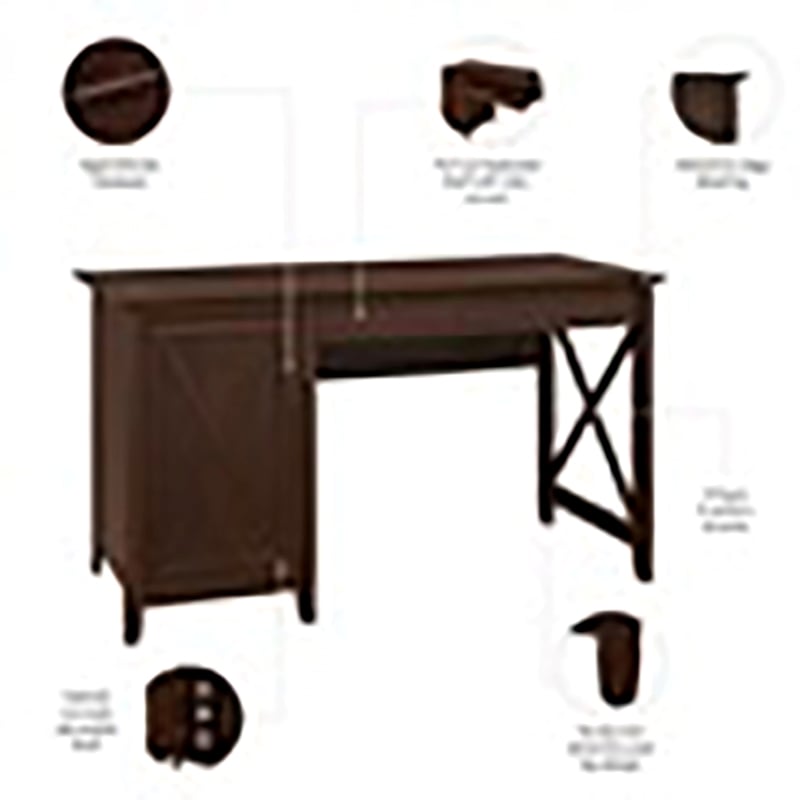 Atlin Designs Wood Computer Desks with Storage Cabinet in Bing Cherry