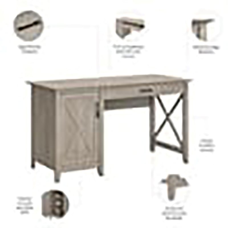 Atlin Designs Farmhouse Wood Computer Desk with Storage in Gray