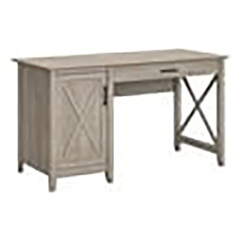Atlin Designs Farmhouse Wood Computer Desk with Storage in Gray