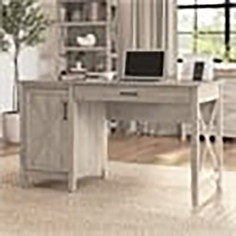 Atlin Designs Farmhouse Wood Computer Desk with Storage in Gray