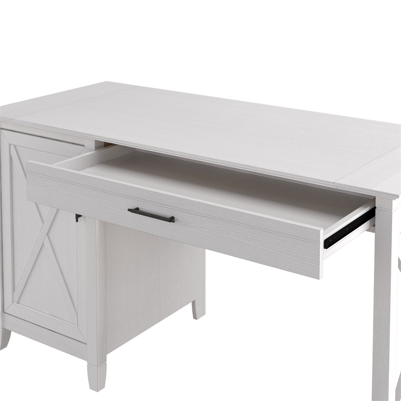 Atlin Designs Contemporary Wood Computer Desk with Storage in White