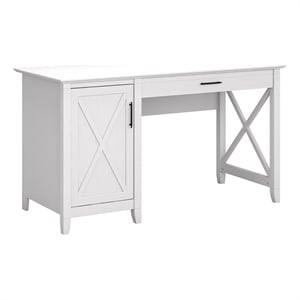 Atlin Designs Contemporary Wood Computer Desk with Storage in White