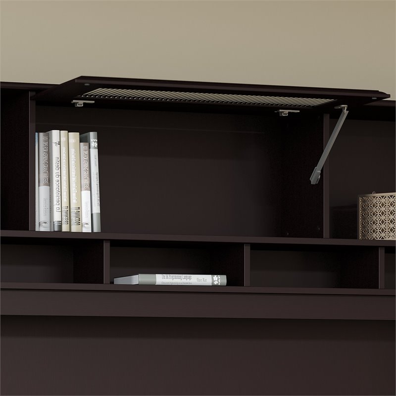 Atlin Designs 60W L Shaped Computer Desk with Hutch in Espresso Oak