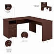 Atlin Designs 60W L Shaped Computer Desk with Drawers in Harvest Cherry