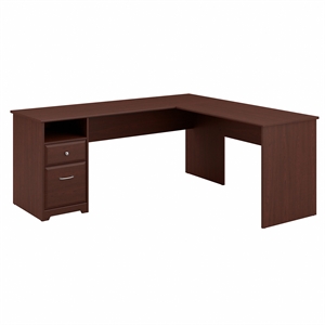atlin designs 72w l shaped computer desk with drawers in harvest cherry